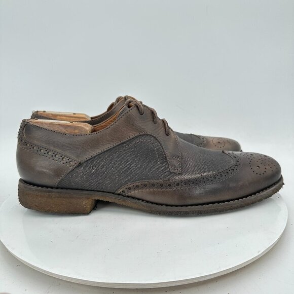 John Varvatos Men Size 9.5M Brown Distressed Leather Brogue Wingtip Derby Shoes main image 10